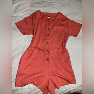 Old Navy Coral Button Up Romper
